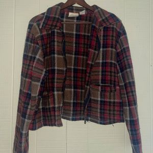 Flannel cropped jacket, size XL